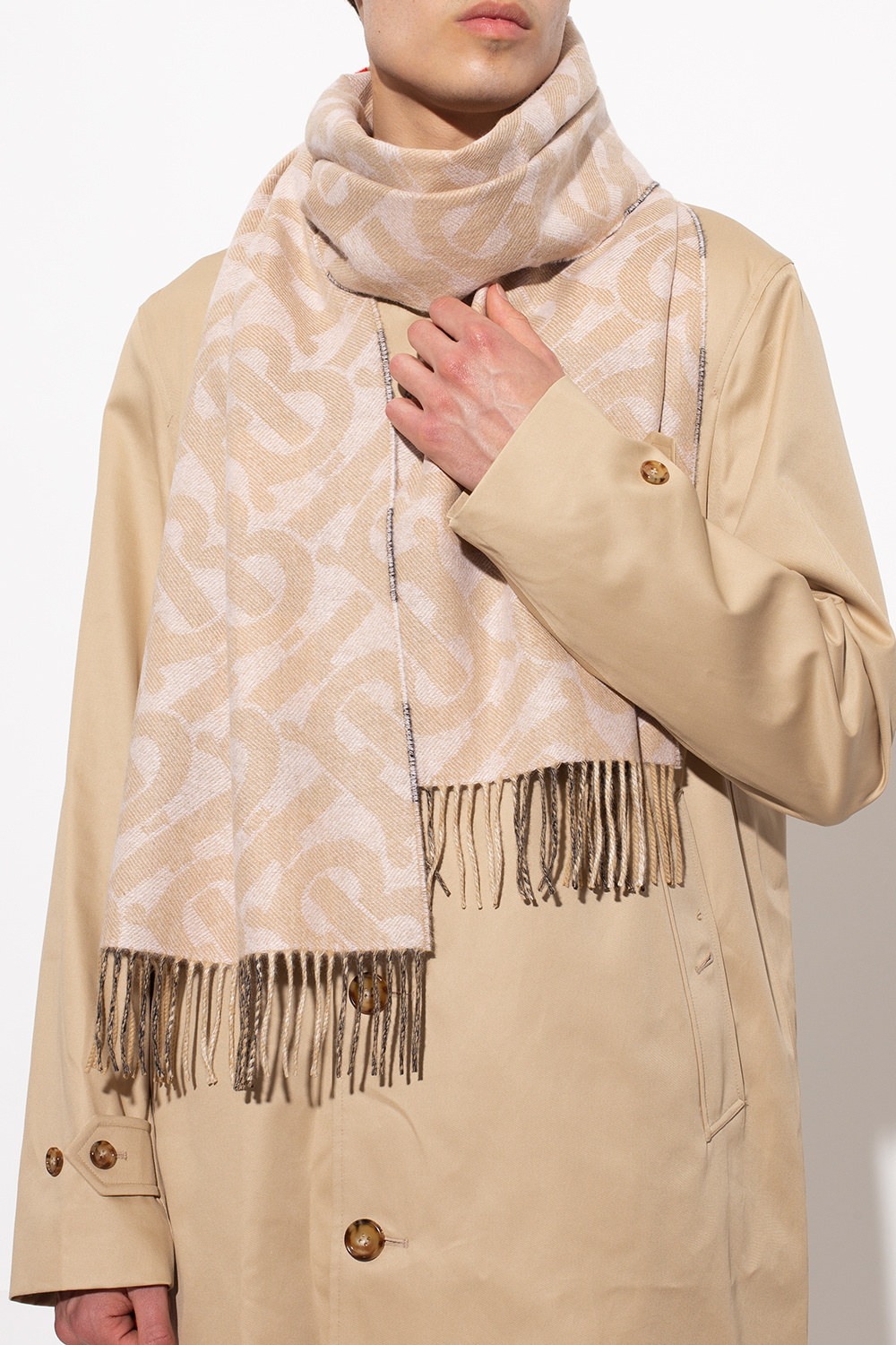 Beige Burberry Cotton Shirt With Logo Detail Burberry - Burberry scarf-detail  trench coat - SchaferandweinerShops VG